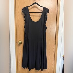 LOFT Black Ruffle Sleeve Mini Dress